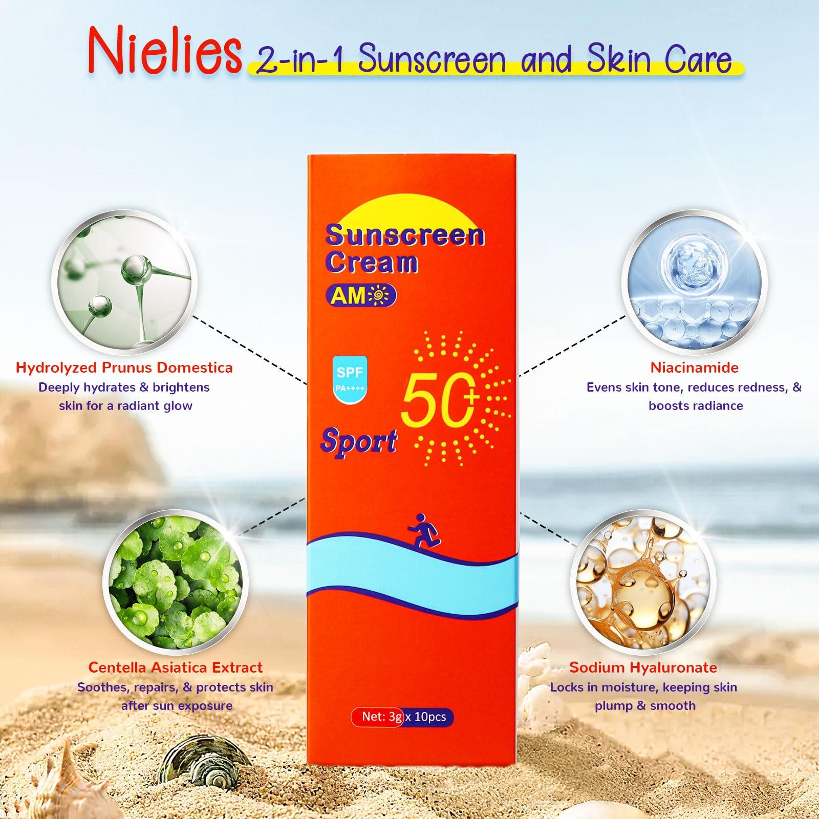 Nielies Nielies 20 Pods Sunscreen travel size, Vacation sunscreen,Reef safe sunscreen spf 50,Moisturizing Sunscreen,3ml Face & Body t travel size sunscreen bulk, 20 x 0.12 FL OZ, Best gift for Summer (20)