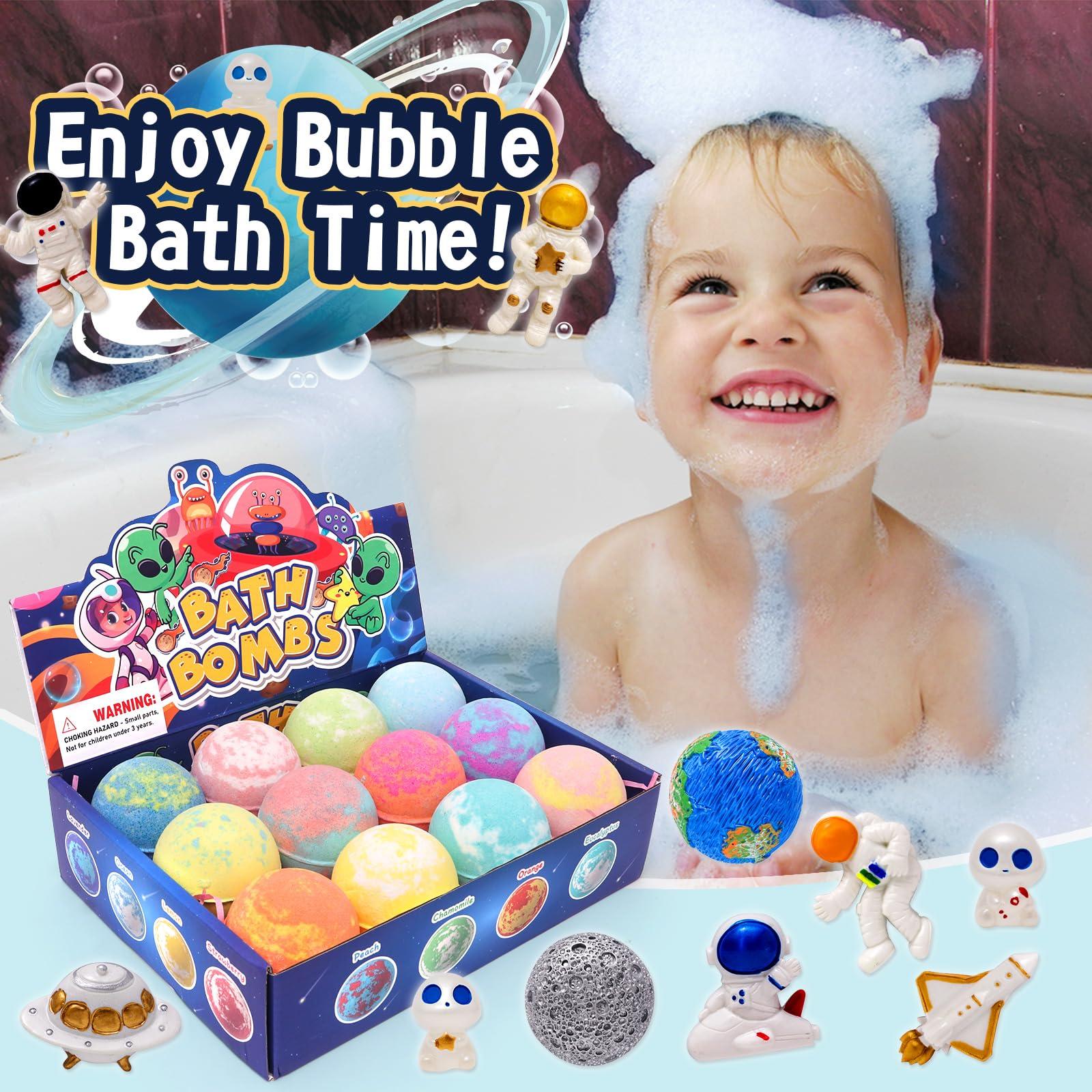 FUNCREVITY Bath Bombs for Kids with Surprise InsideToys 12 Pack Bath Bombs Organic Bubble Bath Fizzies Birthday Christmas Gifts for Boys Girls