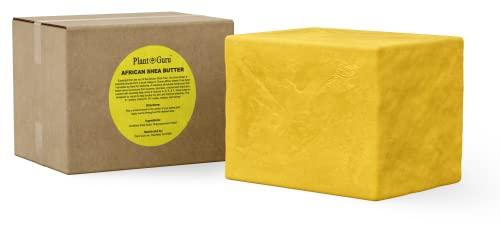 Plant Guru Raw African Shea Butter 5 lbs. Bulk Block 100% Pure Natural Unrefined YELLOW - Ideal Moisturizer For Dry Skin, Body, Face And Hair Growth. Great For DIY Soap and Lip Balm Making.