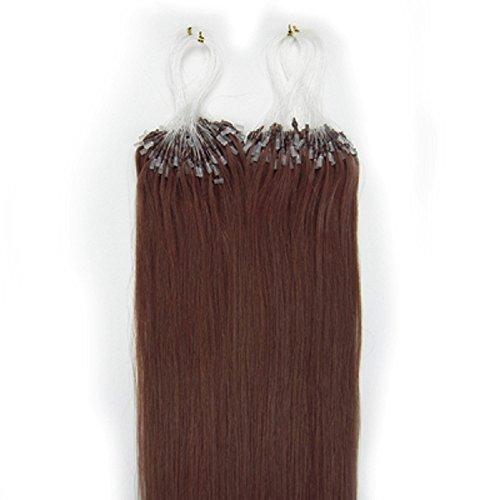 Yotty Yotty Remy Human Hair Extensions Micro Ring Loop Tip Double Drawn Hair (26''0.5g/s, Auburn)