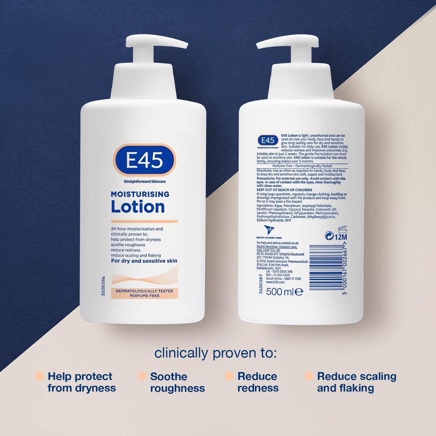 E45 E45 Dermatological Moisturising Lotion, 500 ml, Pack of 5