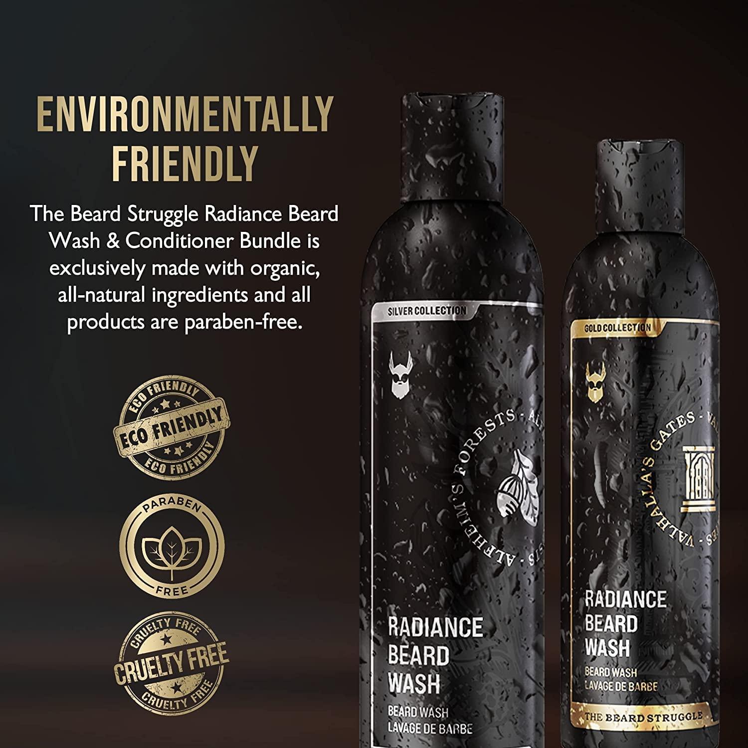 The Beard Struggle The Beard Struggle - Radiance Beard Wash & Conditioner Bundle - Gold Collection - Pack of 2, Asgardian Secret - Nourish, Cleanse, Softens, & Strengthens Beard - Beard Wash and Conditioner for Men