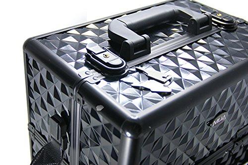 MUA Professional Makeup Artist Travel Cosmetic Train Case w/ 3 Tier Side Extendable Trays Aluminum Hard Case
