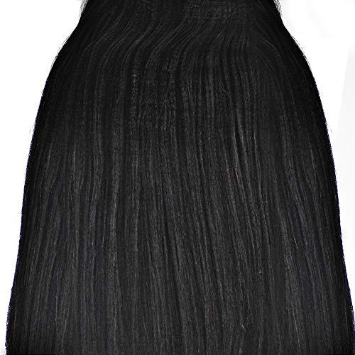 Well Beauty Well Beauty Remy Coarse Yaki Straight Thick Double Weft Clip in Human Extensions Natural Black Color for African American Full Head Soft Virgin Hair 7 Pieces 120g with 17 Clips (Yaki Straight 16 Inch)