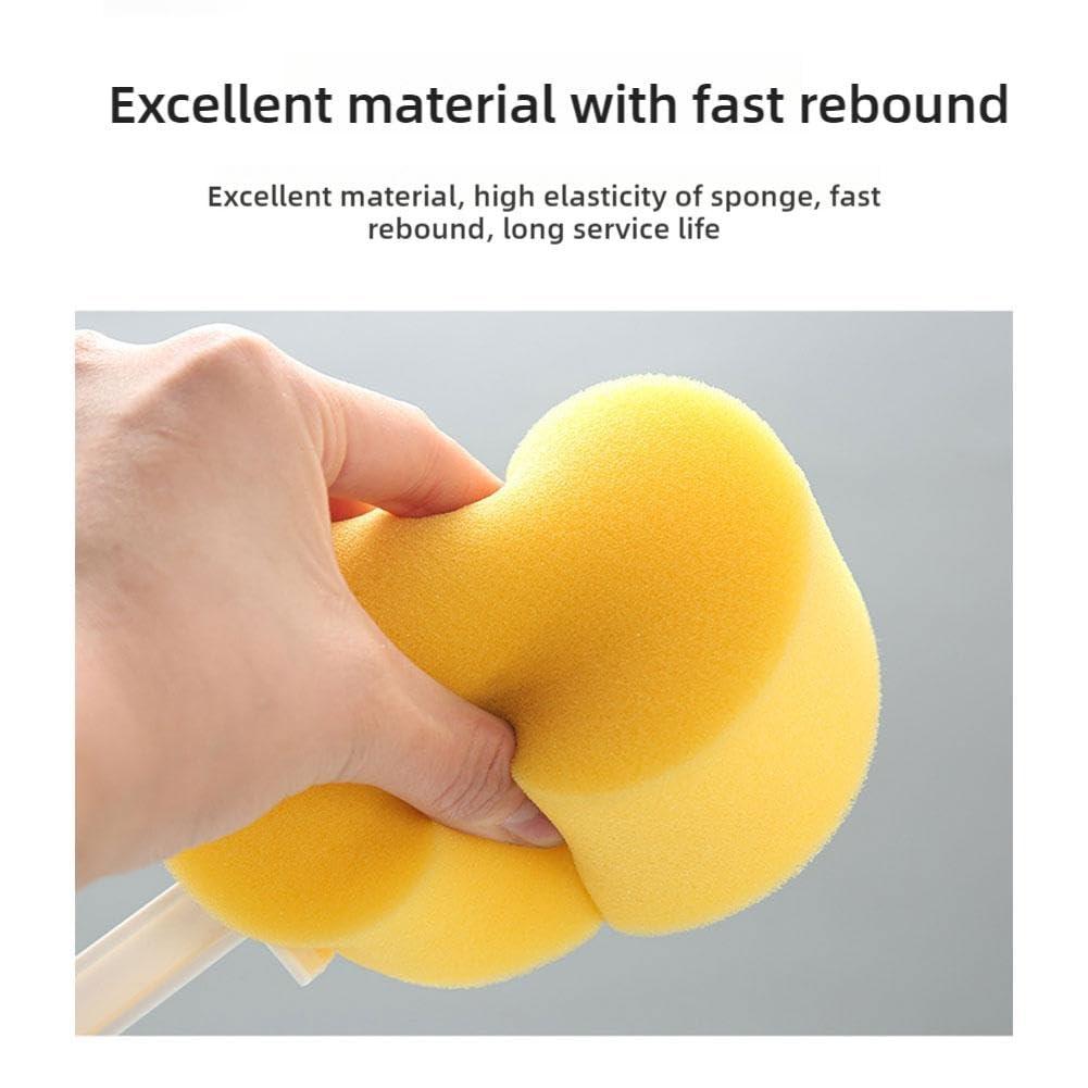 QHUDLV QHUDLV Long Handle Bath Sponge,Handled Back Sponge for Shower,Lightweight Back Washer Handled Butt Scrubber Shower Brush for Foot Body Cleaning Bathing Limited Motion (Round Yellow)