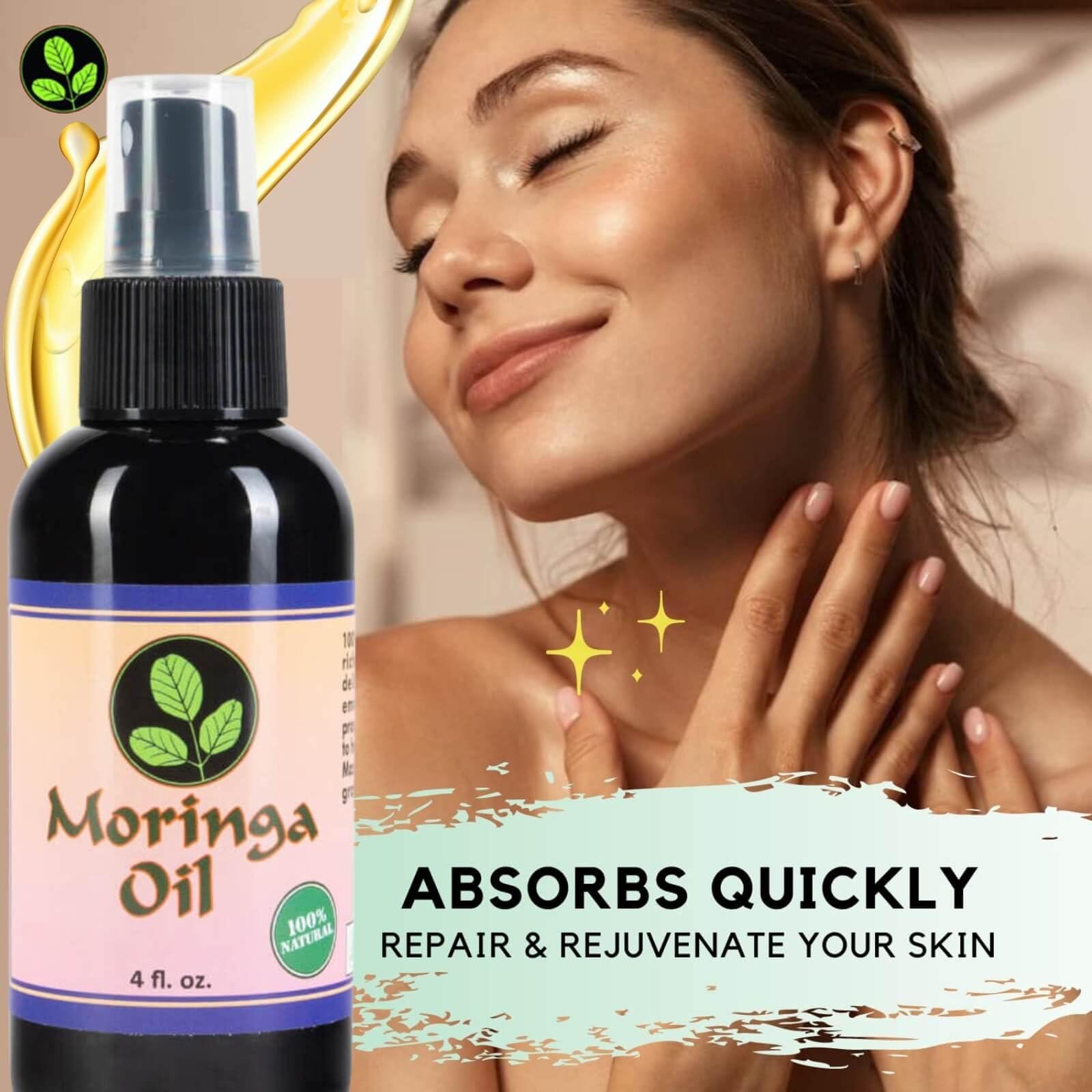 Moringa Energy Life Moringa Energy Life Moringa Oil 4 oz 100% Pure Moringa Seed Oil, Cold-Pressed for Face, Skin and Hair, Body, Oil