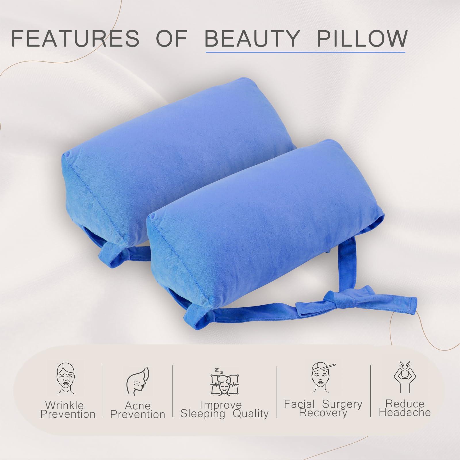 okmaba Beauty Pillow, Anti Wrinkle & Anti Aging Back Sleep Training Pillow, Wrinkle Prevention Pillow to Sleep on Back, Head Positioning Pillow, Post Surgery Pillows Support for Sleeping Upright (Blue)
