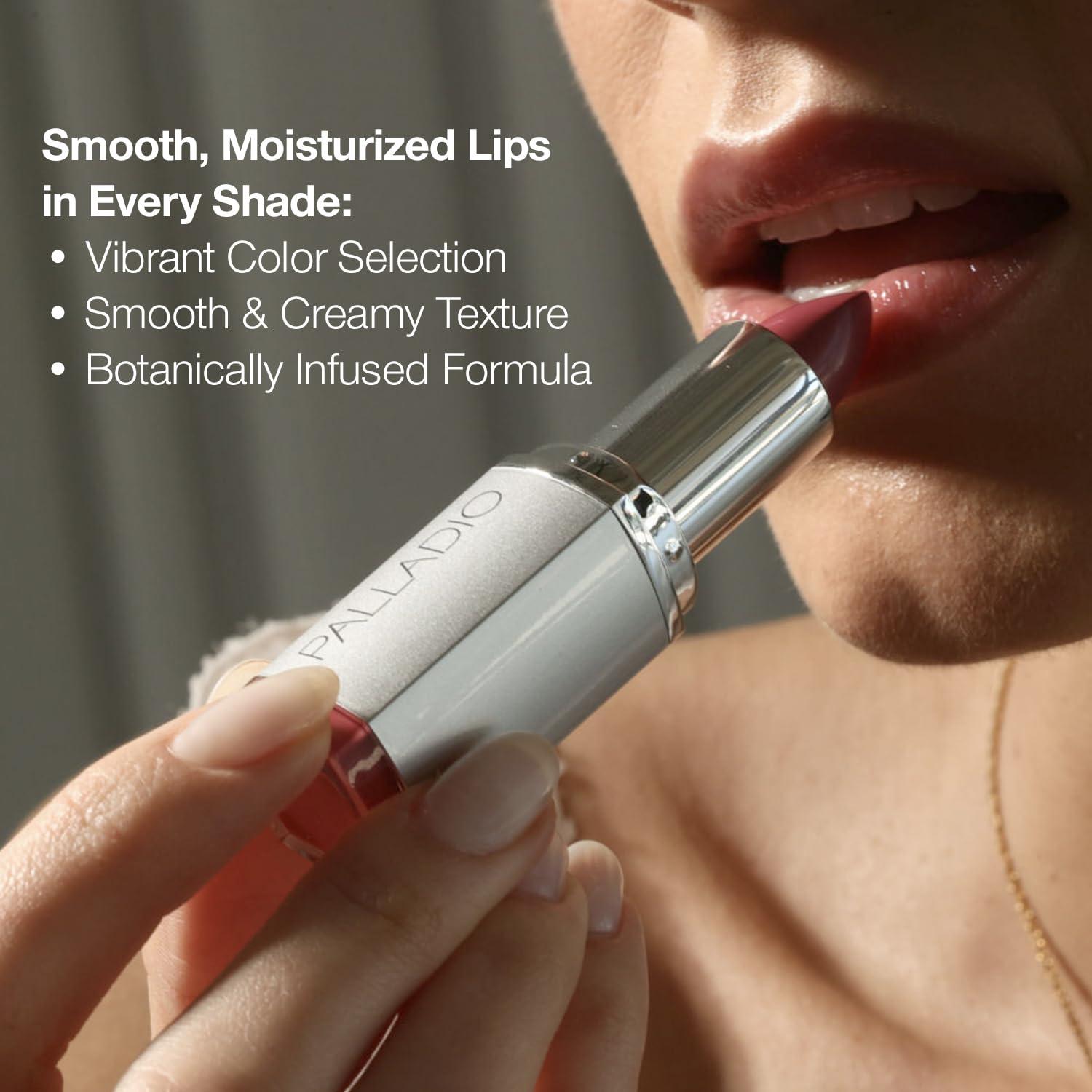 Palladio Palladio Herbal Lipstick, Rich Pigmented and Creamy Lip Color, Infused with Safflower, Ginseng, Ginkgo Biloba, Camellia and Aloe, Prevents Lips from Drying, Combats Fine Lines, Long Lasting, Petal Pink