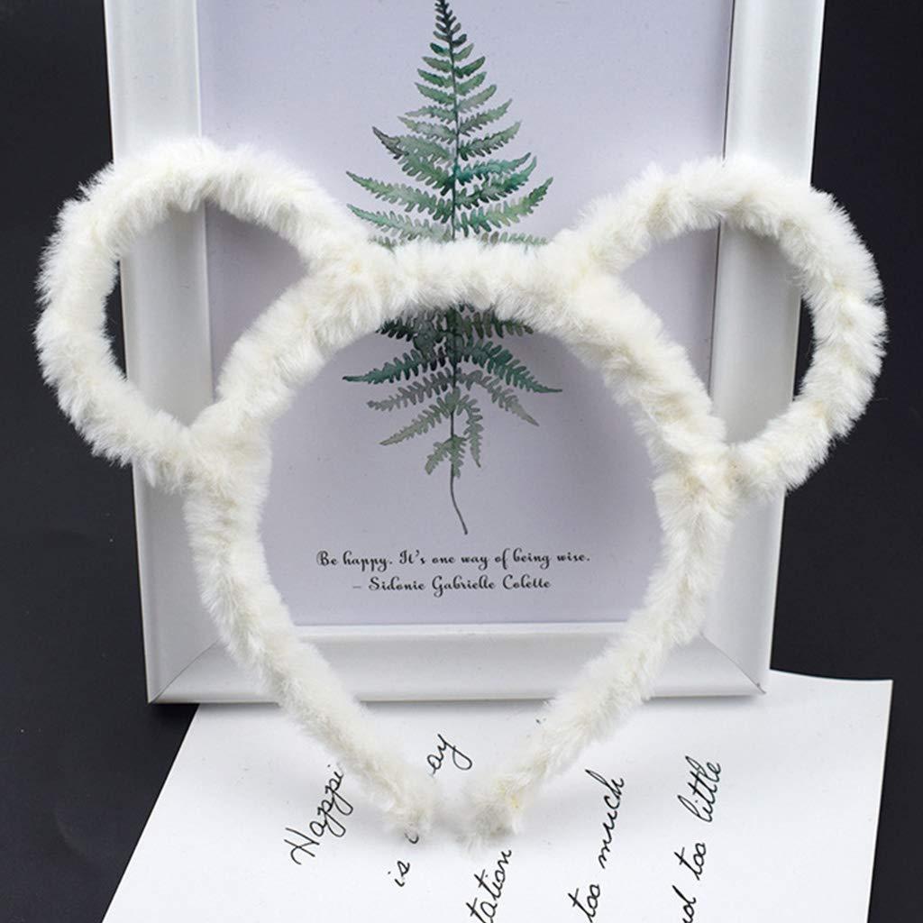 caralin caralin Women Winter Thick Plush Headband Round Bear Ears Makeup Hair Hoop Bandana Purple