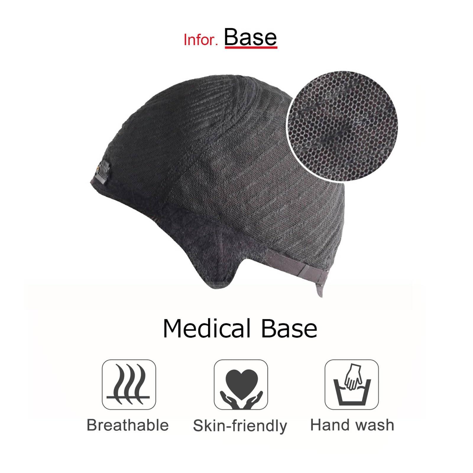 igennki igennki Full Wig Human Hair Blend Wigs Medium Sweet Curly Human Hair Wigs for Asian Women with Hair Loss IUM3C7H (Human Hair BlendMedical Base) (C9 Brown)