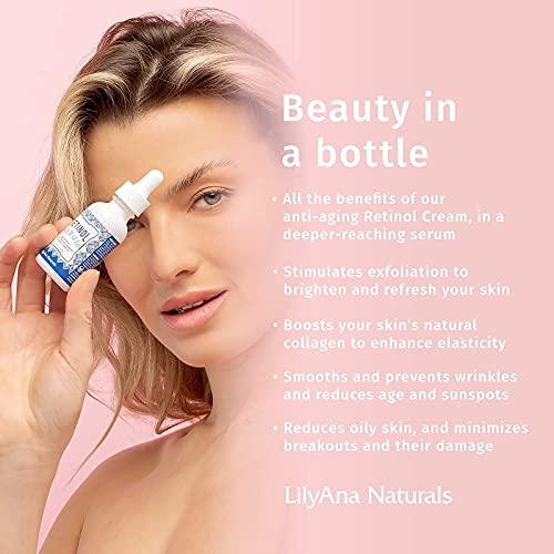 LilyAna Naturals Retinol Plus - Retinol Cream for Face 1.7oz (1-Pack) and LilyAna Naturals Retinol 2.5% Serum 1oz (1-Pack), for effective treatment of dark spots and acne scars