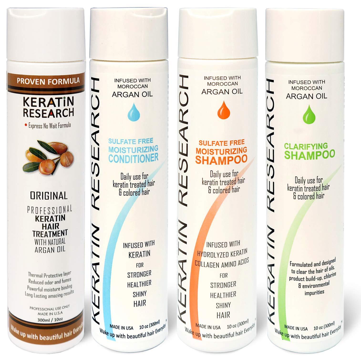 KERATIN RESEARCH Keratin Research Complex Brazilian Keratin Hair Argan Oil Blowout Treatment Professional Results Straightening and Smoothing Hair Queratina Keratina