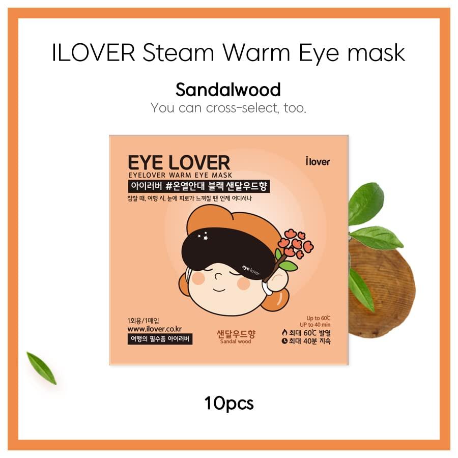 I lover Ilover Eye Mask for Sleeping sandalwood Scent 10 Sheet Warm Steam, Traveling, Relaxing and Tiredness Instantly Warm Helps Eye injuries, relieves dry eyes.