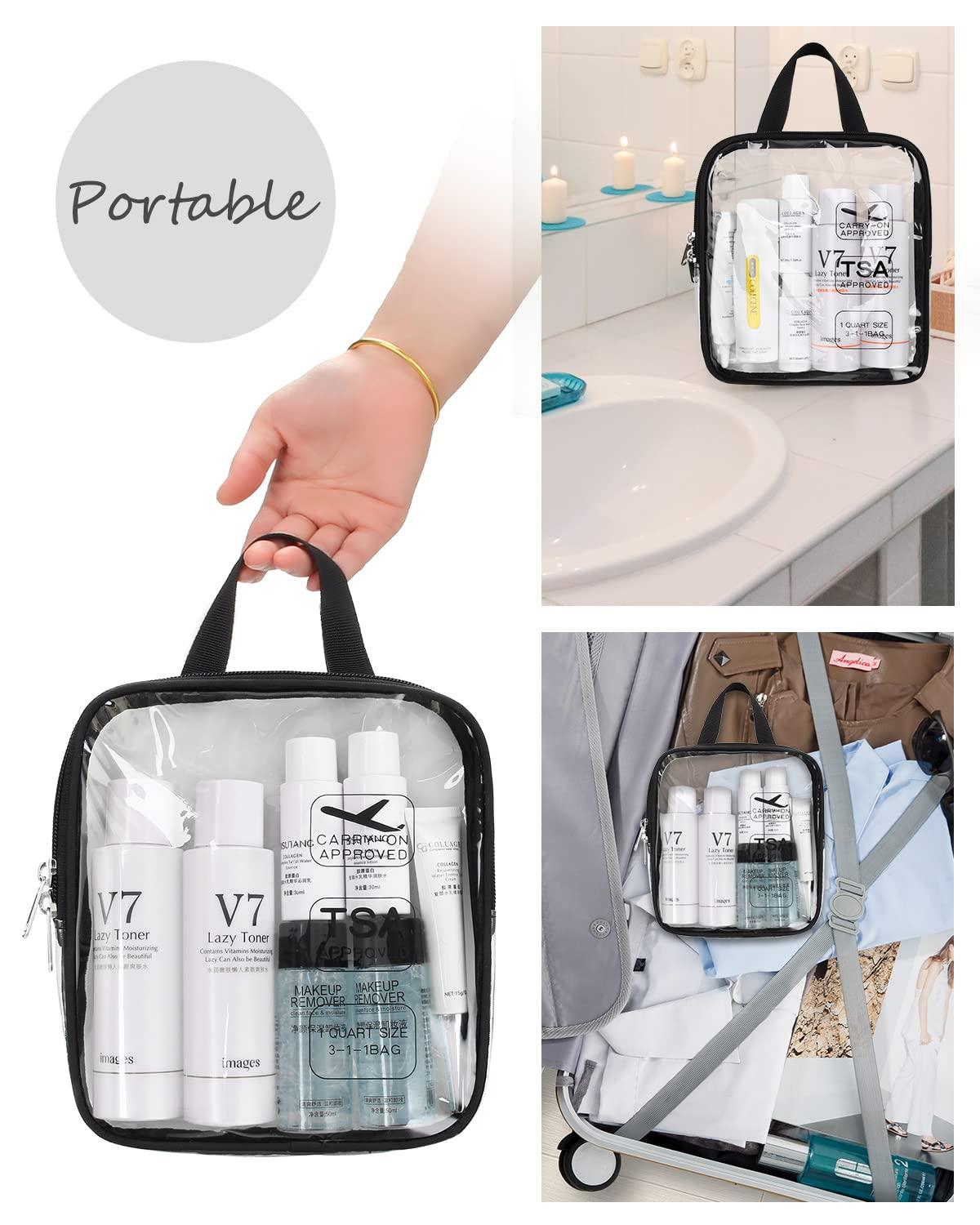 Relavel Tsa Approved Toiletry Bag,3PCS Travel Bag TSA Approved,Clear Makeup Bags Travel,Quart Size 3-1-1 Travel Bags fit for 3 oz Travel Bottles,Waterproof TSA Toiletry Bag,Small