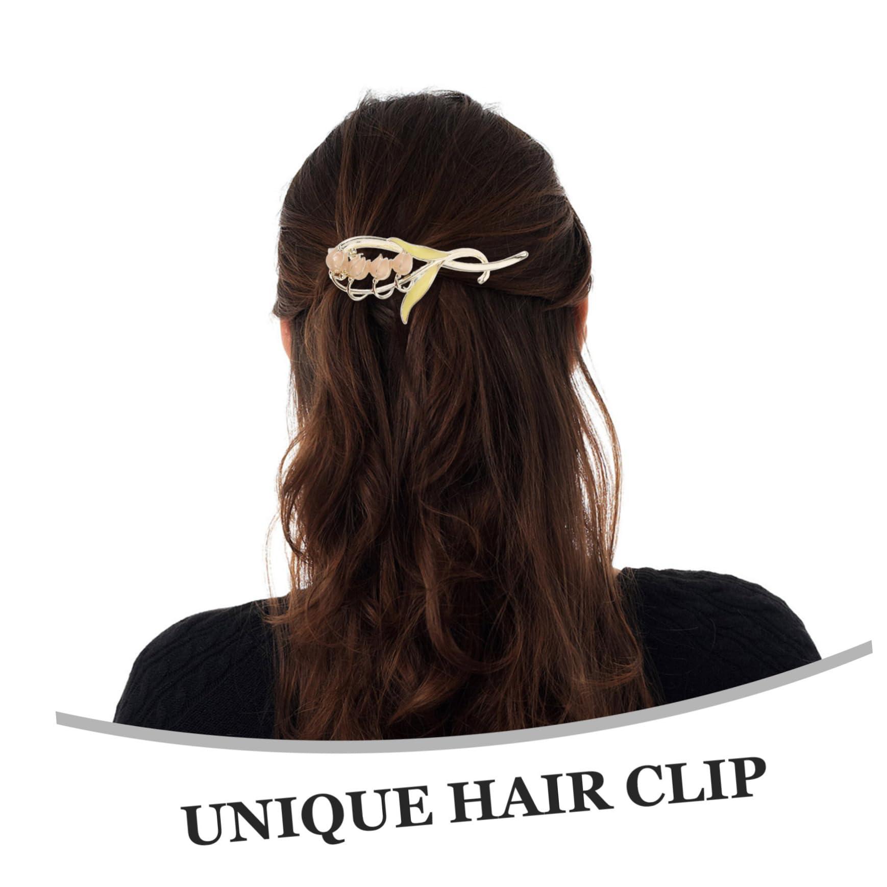 Healeved Healeved Twist Chuck Hair Clip French Clips for Hair Claw Clips Hair Clips Hair Clamps Hair Pins for Buns Bellflower Hair Barrettes for Thick Hair Bun Hair Clip Ponytail Pink Alloy