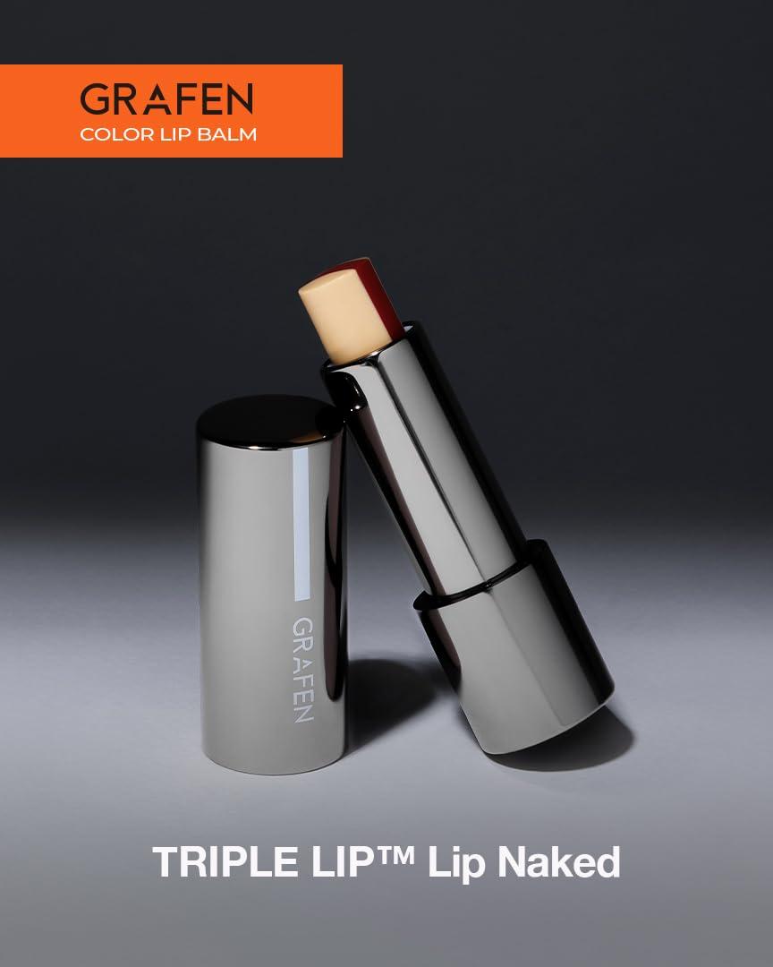 GRAFEN GRAFEN Triple Color Lip Balm Red Brown | Tinted Lip Balm for Men | Korean Lip Butter Triple Layers of Lip Care & Lip Coloring | Metal Container & Magnetic Cover