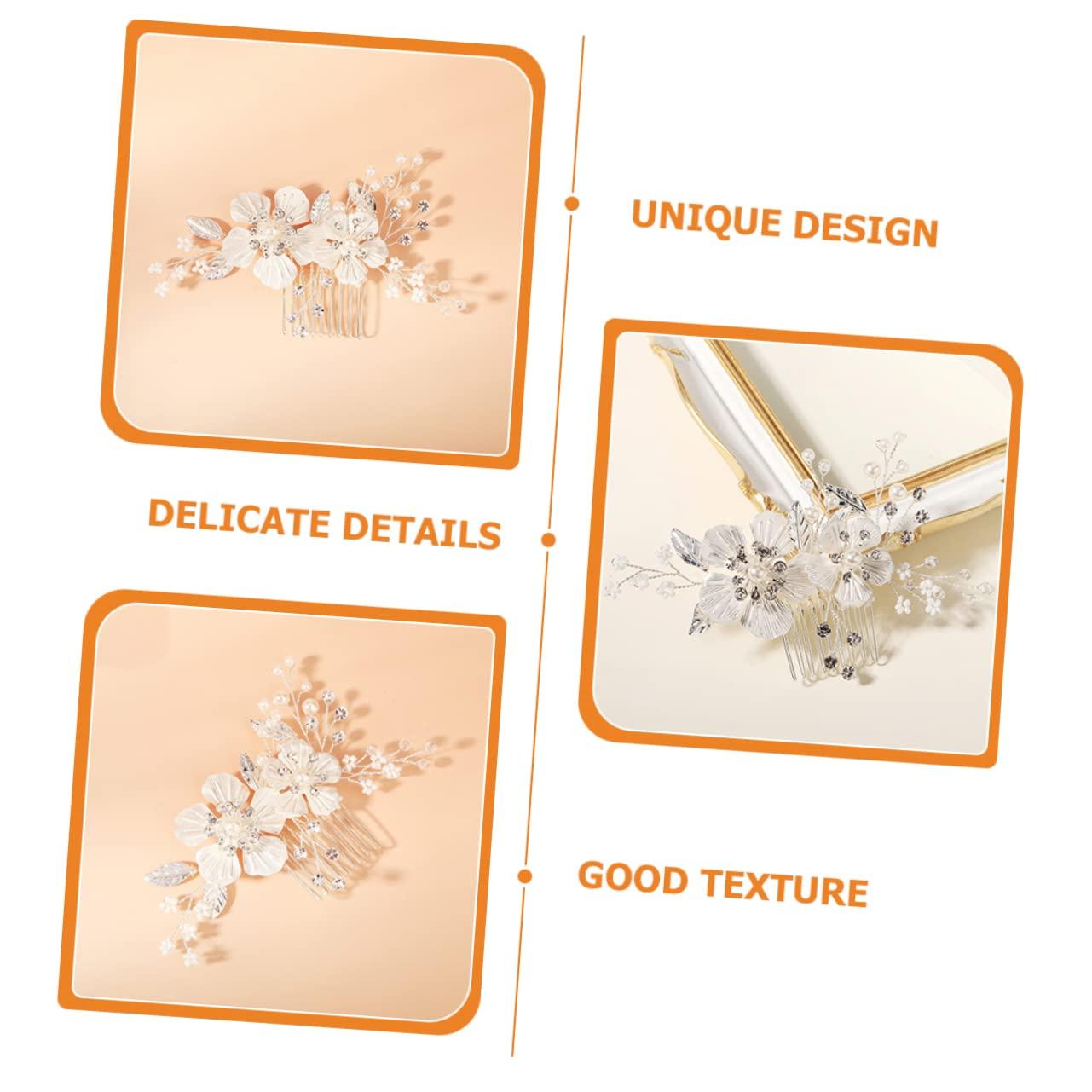 Angoily Angoily Bridal Hair Accessories Fancy Red Hair Comb Rhinestone Hair Comb Wedding Hair Bridal Hairpins Hair Wedding Accessories Rhinestone Headpiece Styling Zinc Alloy Silver