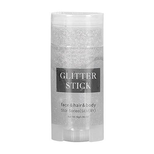 Airshi Body Glitter Stick, Skin Friendly Lasting Mild Silver Sparkling Body Glitter Gel for Hair for Parties