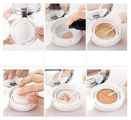 ericotry 15g 0.5oz Empty White Silver Edge Cosmetic Make-up Powder Container Air Cushion Puff Case Box With Sponge and Mirror for BB CC Liquid Foundation Cream