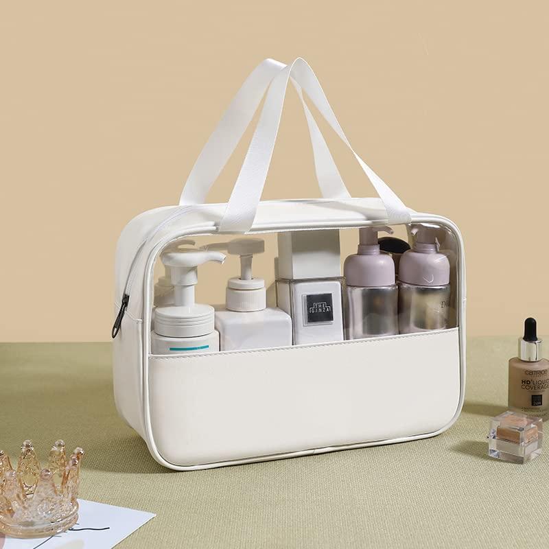 nmbaobei nmbaobei White 3-piece clear makeup bag, waterproof travel makeup bag for makeup and toiletries