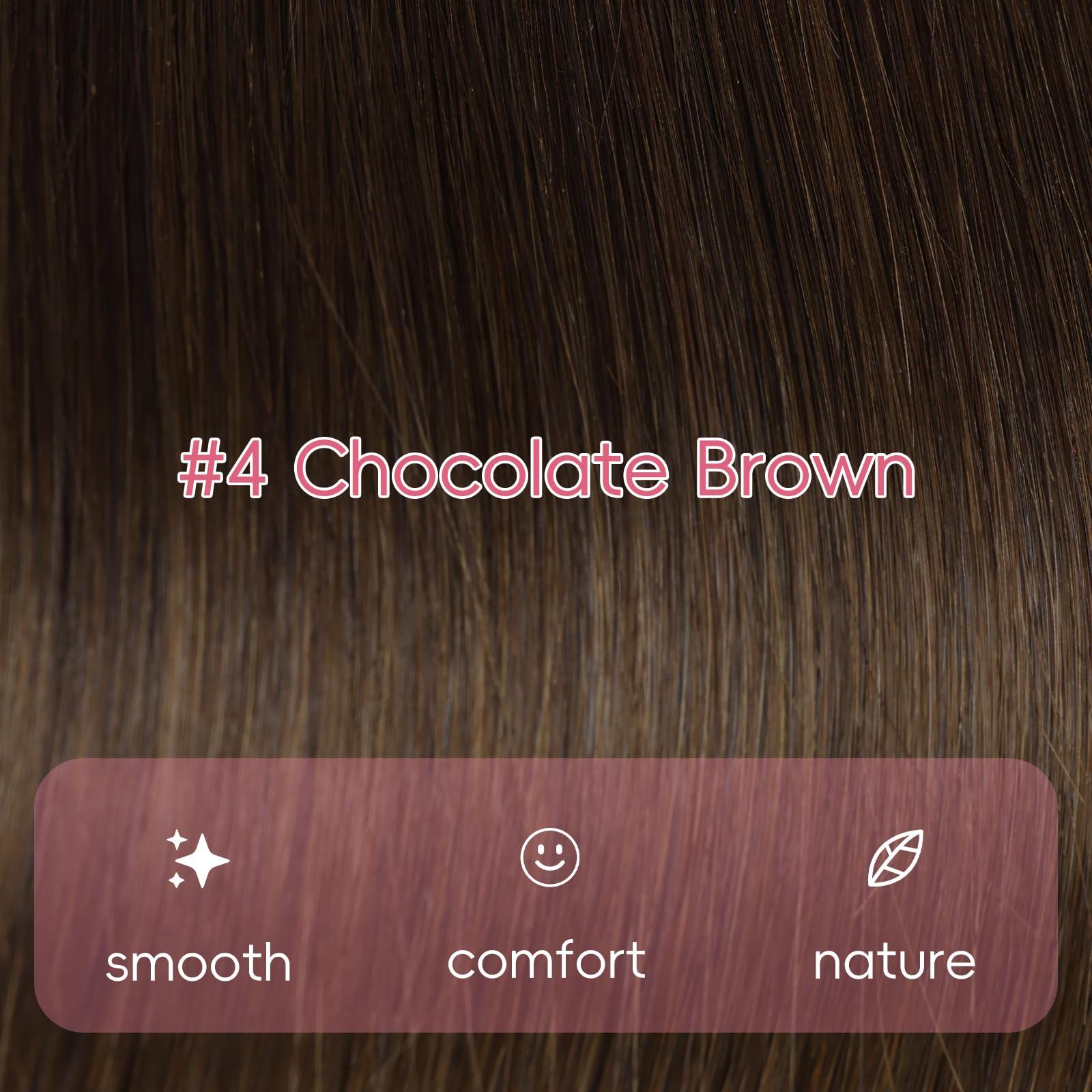 Eliysako Microlink Hair Extensions Human Hair 50g 20inch(#4) Chocolate Brown Micro Link Hair Extensions Human Hair Microbead Hair Extensions Microloop Hair Extensions Human Hair For Women