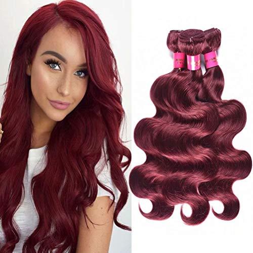 Feel me FEEL ME Hair 3 Bundles(12 14 16) Body Wave Brazilian Hair Bundles 8A Mink Brazilian Body Wave Human Hair Weave Bundles Unprocessed Virgin Hair Weft Extensions 99j Red Burgundy Hair Deals