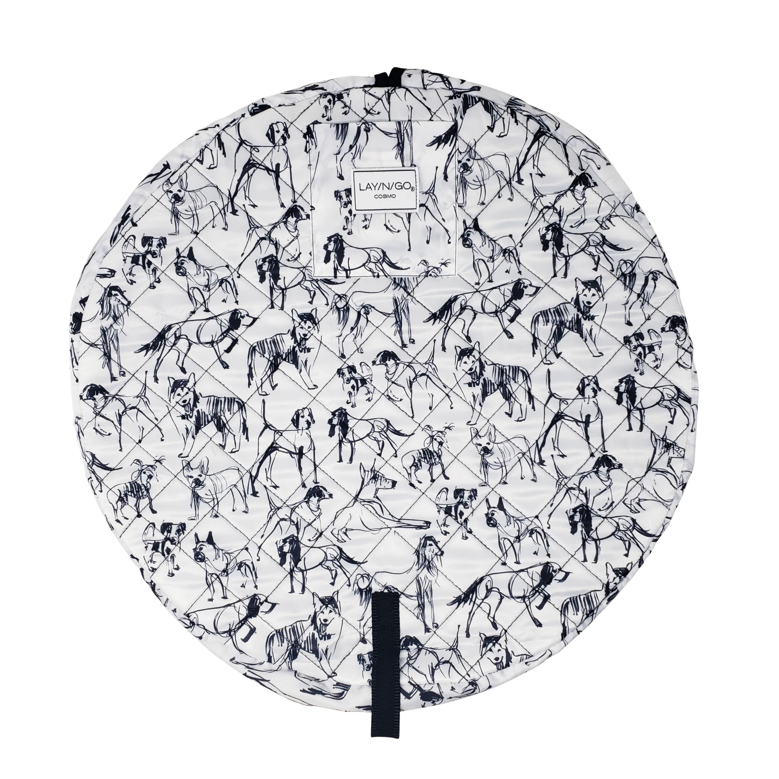 Lay-n-Go Lay-n-Go Cosmo Drawstring Cosmetic & Makeup Bag Organizer - Portable Drawstring Makeup Bag w/Zipper Pocket, Makeup Loops & More - Durable, Machine Washable Makeup Bag for Travel (20, Dogs)