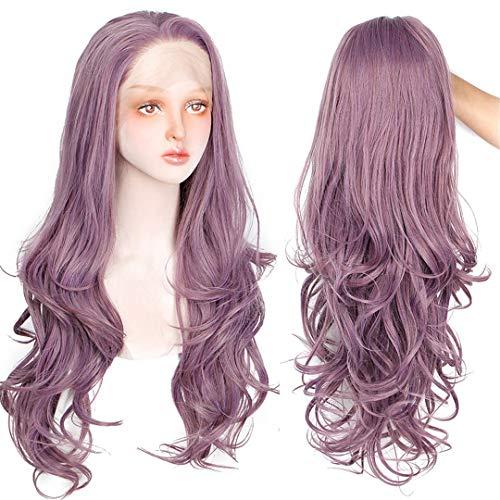 BBIDSW Synthetic Lace Front Wigs Long Wavy Purple Lace Wig For Black/White Women Wave Pink And Brwon Synthetic Lace Wigs LS004-1B