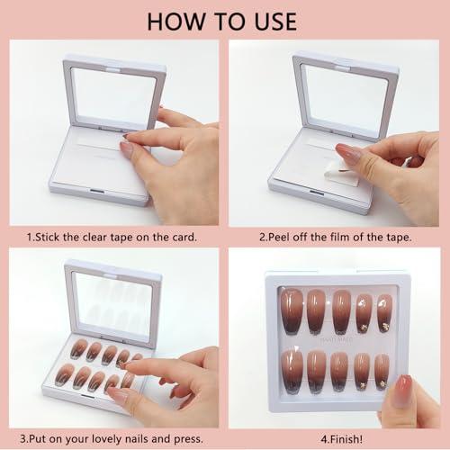 GUXACU GUXACU 32 Pack Press On Nail Packaging Boxes - 3D Floating Storage and Display Box With 90pcs Double Sided Adhesive Tape for Nail Tech