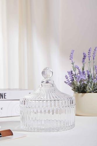 COSHINE COSHINE Extra Large Body Powder Puff Dish, Powder Puff Crystal Container, Body Puff Jar, Puff not Including