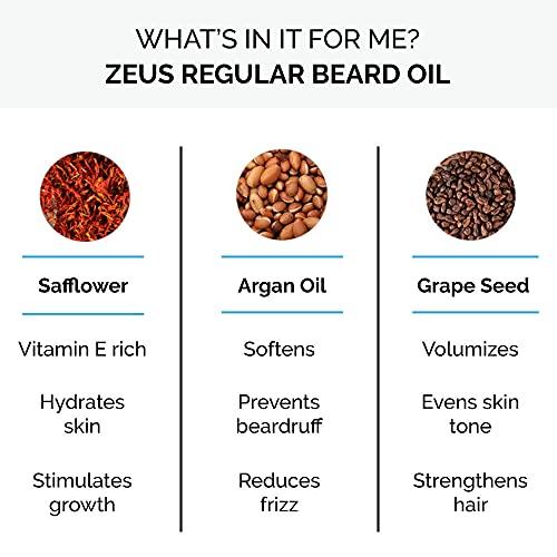 ZEUS ZEUS Natural Beard Oil, Premium Conditioning Beard Oil to Soften Beard & Mustache – MADE IN USA (Sandalwood) 1 oz.