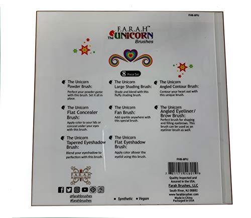 F.A.R.A.H Premium Black Makeup Brushes 8 Piece Unicorn Brush Set Makeup Kit by F.A.R.A.H