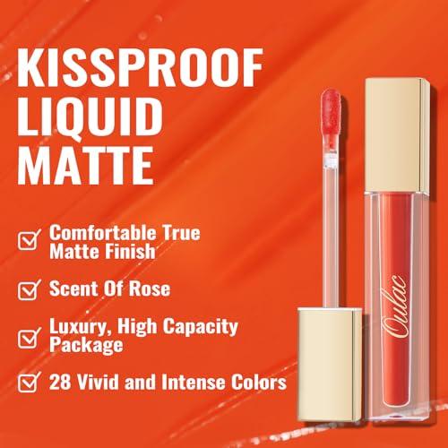 Oulac Oulac Matte Liquid Orange Lipstick for Women, Long Lasting Lipstick Waterproof Lip Stain, No Transfer, Creamy High Pigmented Formula with Rose Oil, Vegan & Cruelty-Free,Orange Red M07
