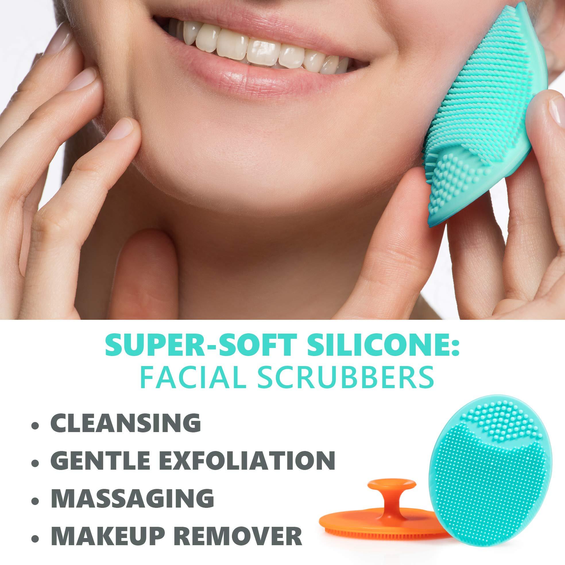 Dylonic Dylonic 3 Pack Body and Face Exfoliating Brushes for Ingrown Hairs Treatment, Razor Bumps, Shaving Irritation - Silicone Scrubbers Gift Set, Skin Exfoliator Brush Dry Brushing Loofah for Smooth Skin