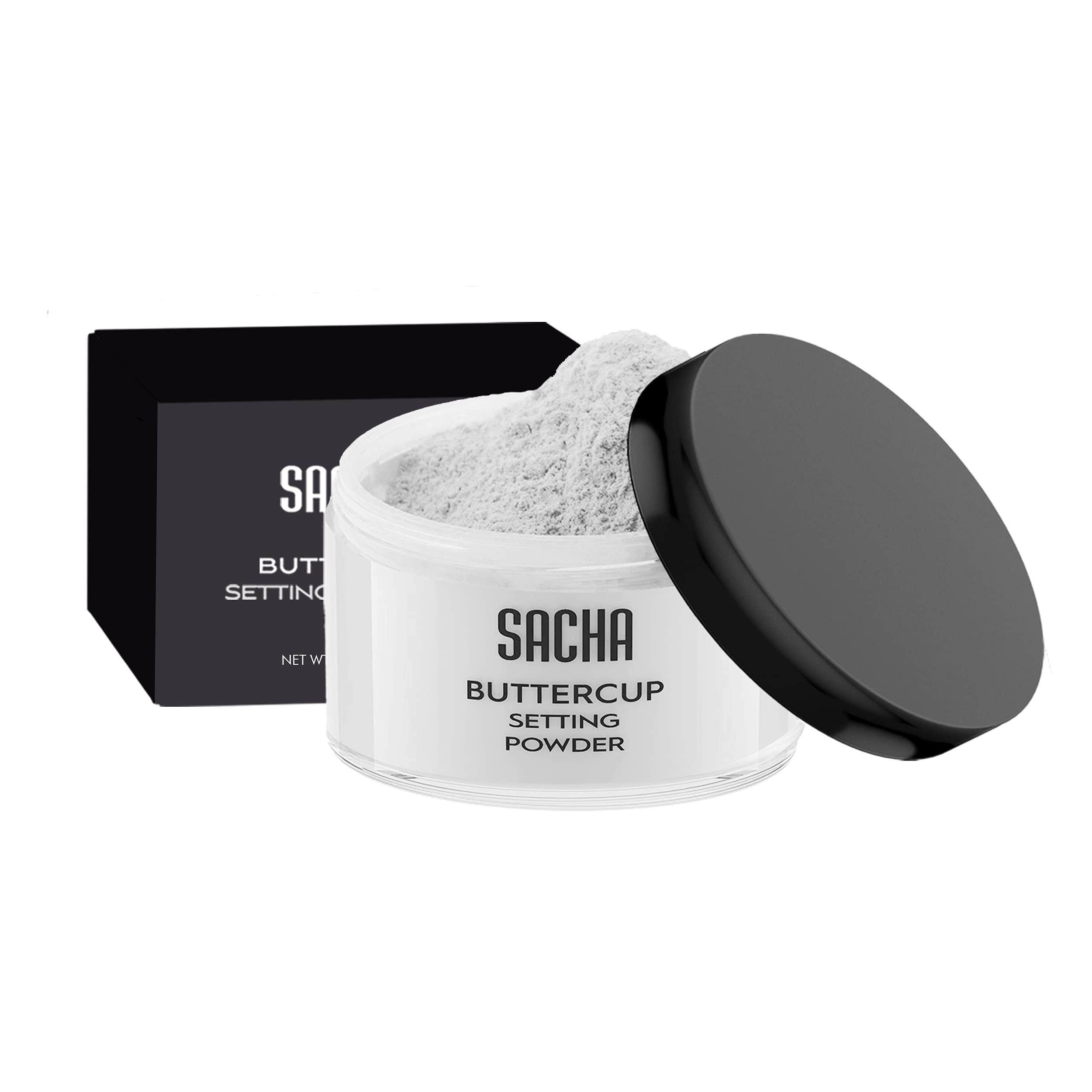 Sacha Cosmetics Sacha BUTTERCUP No Color Setting Powder Makeup 1.75 Oz. Translucent Setting Powder for Oily Skin Finishing Powder Loose Powder Makeup Blurring Powder Blurs Fine Lines and Pores For All Skin Tones