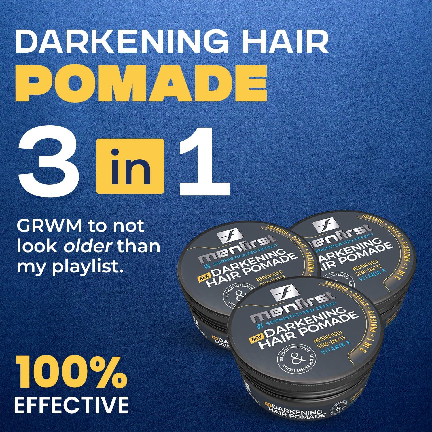 MENFIRST MENFIRST - Hair and Beard Pomade for Men - Instant Gray Coverage for Medium Brown to Black Styling Paste - Darkens White Hair Like a Wax - 1 Pack