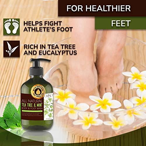 ORISO Tea Tree Oil Body Wash with Mint and Tea Tree Oil Foot Soak - Athletes Foot Treatment - Helps Foot Odor - Eczema