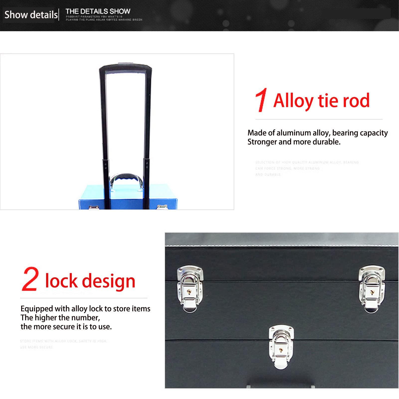 DWLOMHE DWLOMHE Makeup Case Portable Rolling Studio, Large Vanity Case with Safe Lock Wheeled Organizer, Travel Beauty Vanity Handle Case