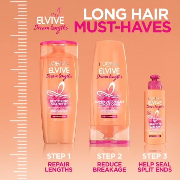 L’Oréal Paris L\'Oreal Paris Elvive Dream Lengths Shampoo & Conditioner Kit 28oz + No Haircut Cream Leave-in Conditioner, 6.8 fl. oz.