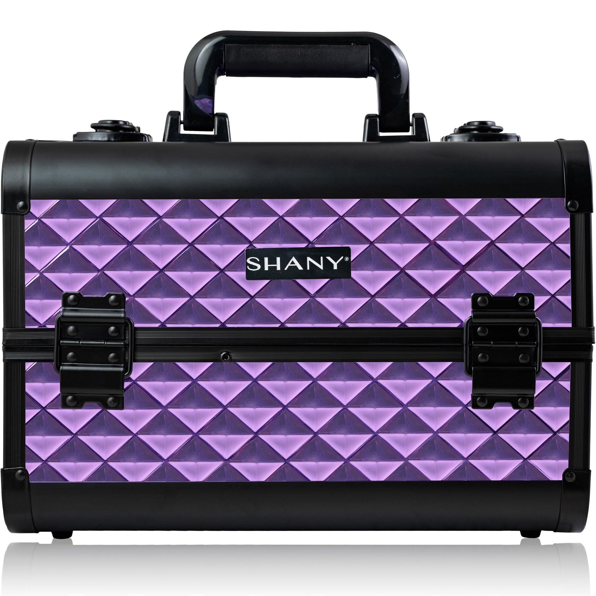 SHANY SHANY Premier Fantasy Professional Makeup Train Case Cosmetic Box Portable Makeup Case Organizer Jewelry storage with Locks, 3 Trays,Makeup Brush Holder and Cosmetics Mirror - Amethyst