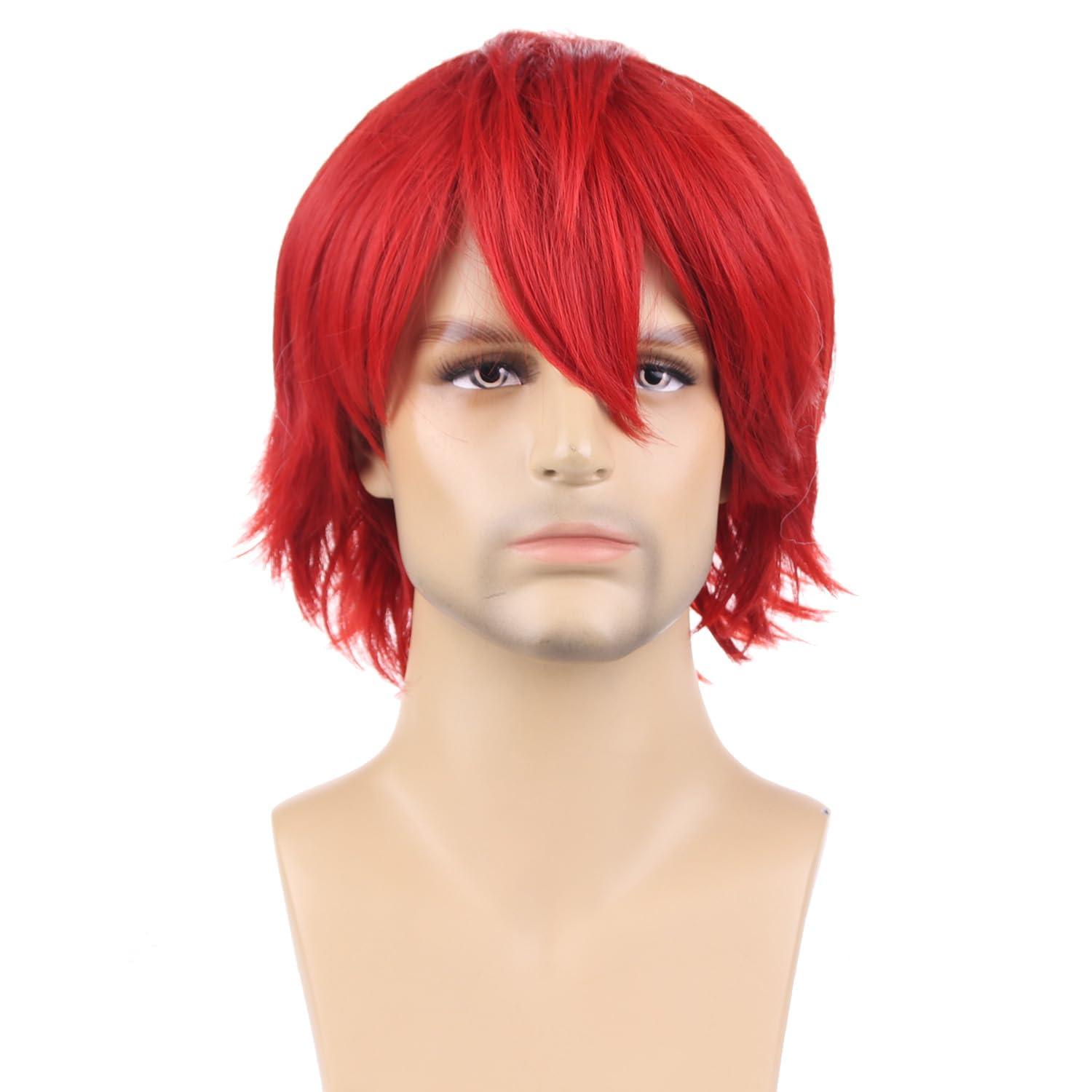 RightOn RightOn 12 Inches Red Wig Short Red Costume Wig Red Wigs for Man and Woman Cosplay Party