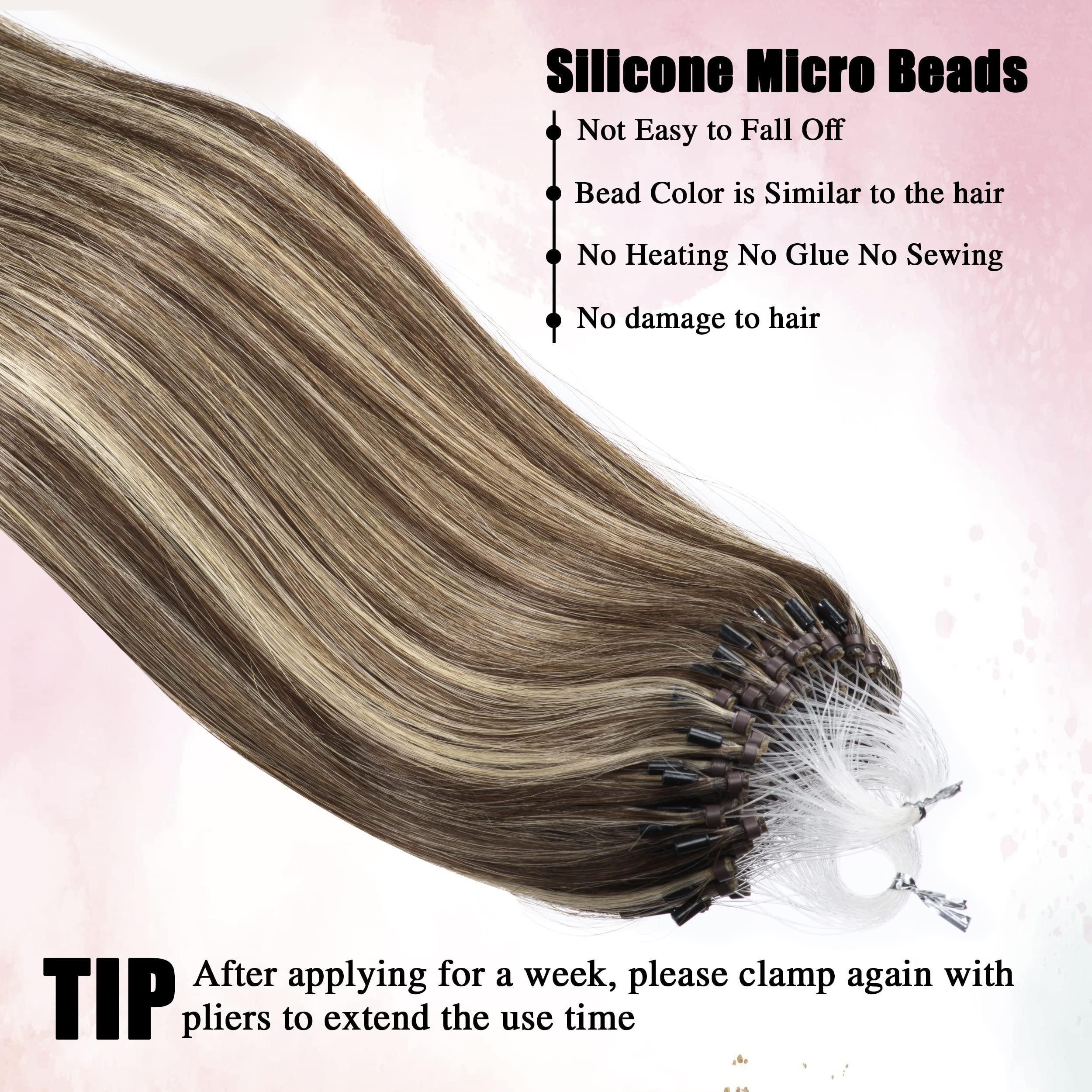 Senmy Senmy Microlink Hair Extensions Human Hair 22inch Natural Micro Loop Hair Extensions #4/613 Brown mix Blonde Micro Ring Human Hair Extensions 0.5g/strand 50g/pack Microbead Extensions Human Hair