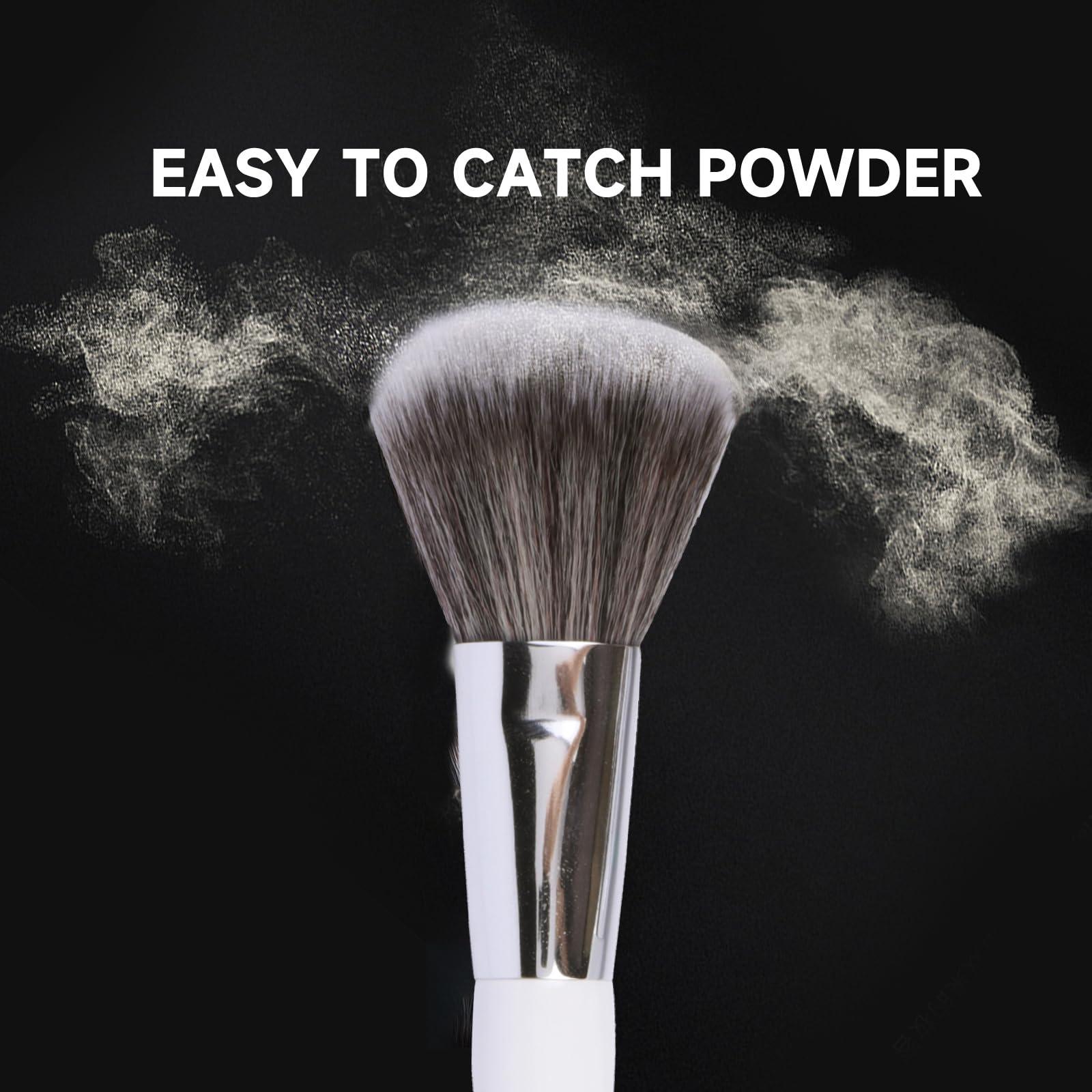 Brush Master Brush Master Travel Makeup Brushes Set w/Pouch, 5PCS Double Ended Portable Mini Cosmetic Brushes Kit for Foundation, Eyeshadow, Lip, Blush Make Up Brushes Professional(White)