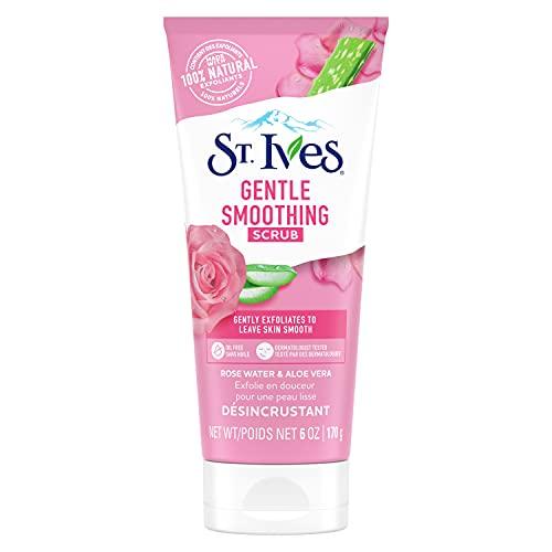 St. Ives St. Ives Gentle Smoothing Face Scrub Our Gentlest Scrub Yet Rose Water and Aloe Vera Made with 100 percent Natural Exfoliants, Paraben Free, Oil-Free, Dermatologist Tested 6 oz