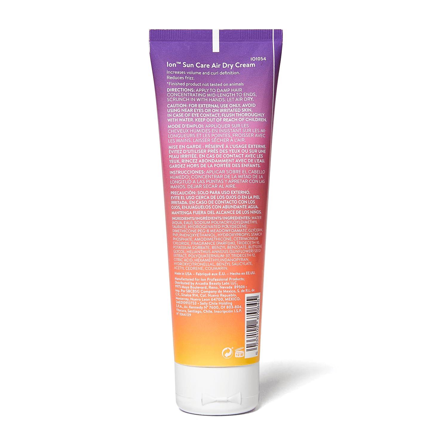 ion ion Sun Care Air Dry Cream, increases volume, Reduces frizz, Cruelty Free, Vegan, 4 Fl Oz