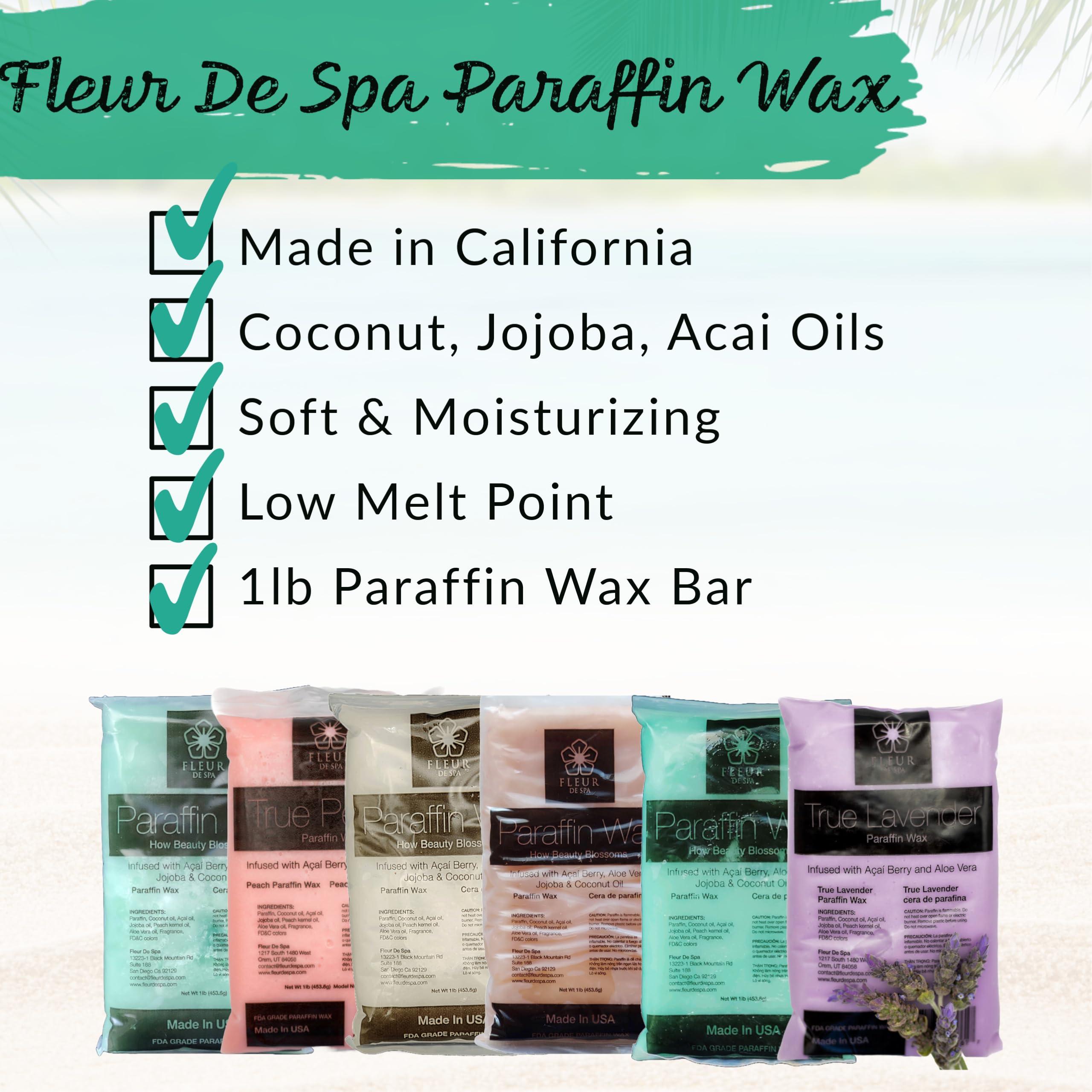 fleur de spa Paraffin Wax Refill for Hands and Feet | FLEUR DE SPA | Made in USA | With Acai, Coconut Oil, Jojoba, Aloe | Hydrates Dry Skin - At-Home Spa Experience