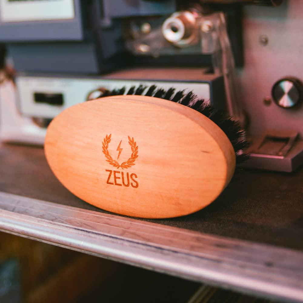 ZEUS ZEUS Oval Military Beard Brush with Bristle Cleaner, Boar Bristle Beard Brush & Bristle Rake Cleaner Gift Set (Made in Germany) Firm Bristles Q91