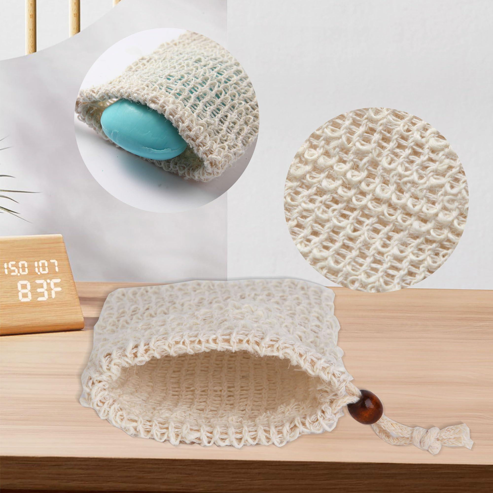 RGQHM RGQHM 5PCS Bar Soap Pouch for Shower, Natural Sisal Fiber Soap Savers for Bar Soap, Fast Foaming and Drying Mesh Soap Bag, Great Exfoliating Body Scrubber for Daily Use