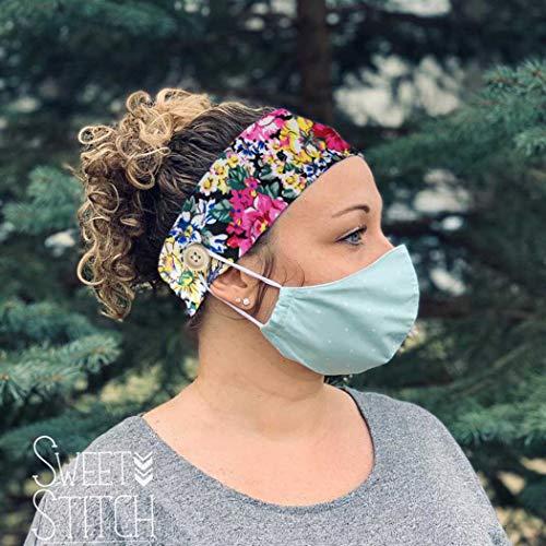 Bohend Bohend Boho Button Headbands Wide Women 4 Pack Flower Hair Bands for Nurse Cotton Stretchy Daily Use Yoga Hair Accessories for Women and Girls
