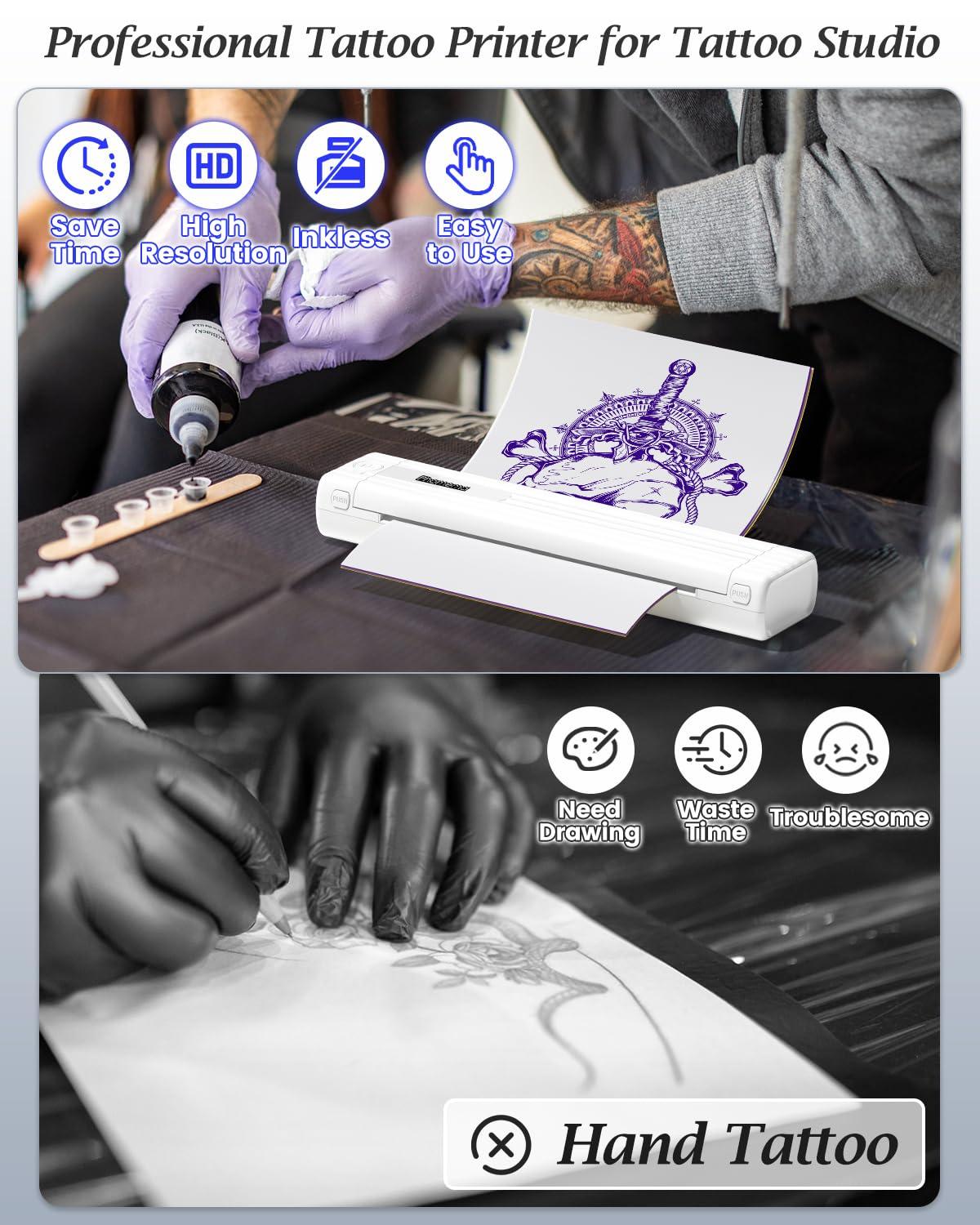 Phomemo Phomemo TP83 Tattoo Stencil Printer, Upgraded Thermal Tattoo Printer Machine with 10pcs Transfer Paper, Wireless Bluetooth Tattoo Printer for Tattoo Artists & Beginners, Compatible with iPad Phone PC